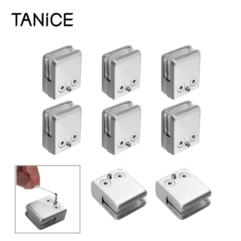 

Кронштейн TANiCE 304 квадратный из нержавеющей стали зажим для стеклянных зажимов, 8 шт., плоская задняя часть для перил лестницы балюстрады, 6-8 м...