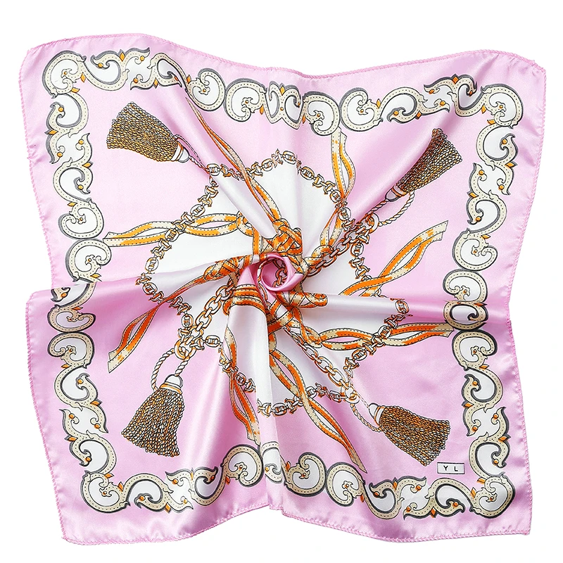 

50*50cm Silk Scarf Women Fashion Printed Square Scarves Hair Tie Flower Leopard Striped Ribbon Headwear Retro Neckerchief
