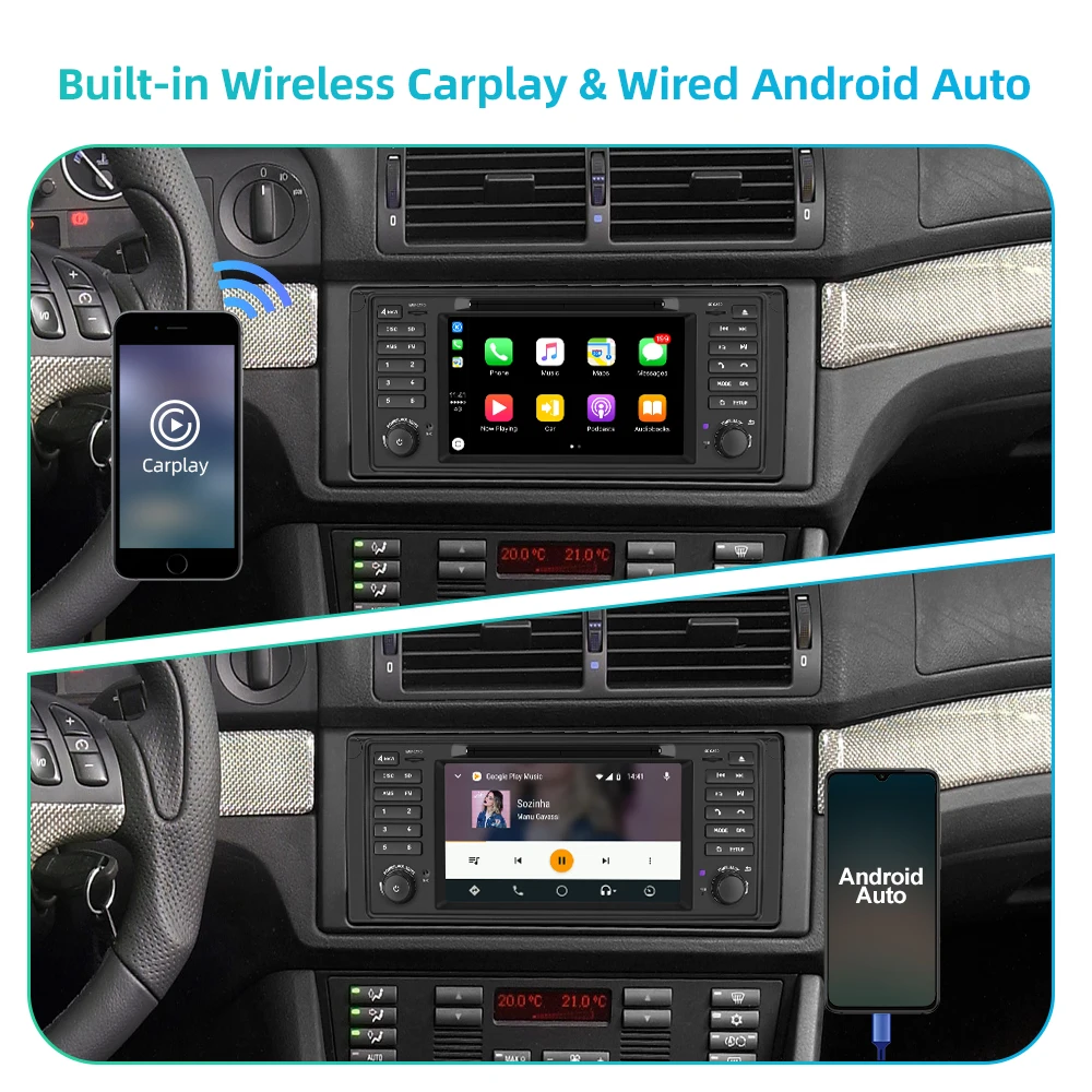 Автомобильный мультимедийный плеер Isudar 1 Din Android 11 GPS DVD Авторадио для BMW X5 E53 4 Гб ОЗУ