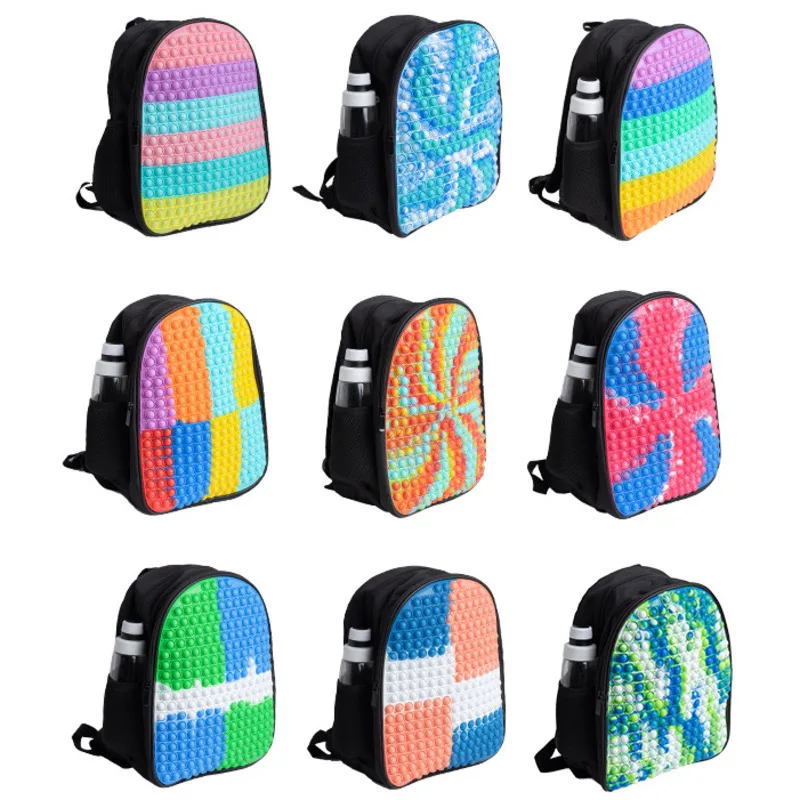Mochila con estampado 3D de 12/16 pulgadas para ni&ntilde;os, bolsa con burbujas de empuje de arco iris, Pop de dibujos animados, descompresi&oacute;n, Anime-0