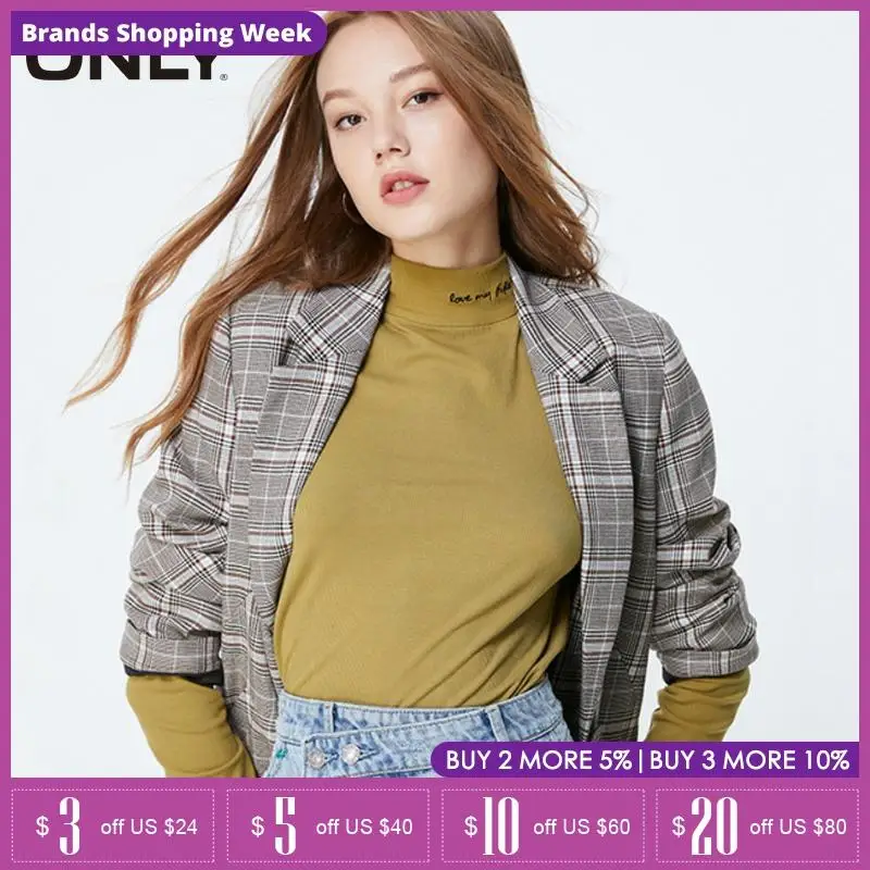 Только Женская осенне зимняя Трикотажная футболка с буквенным принтом |