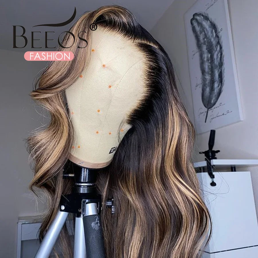 

4/27 Highlight Wig Brazilian Body Wave Wig Ombre Highlight Lace Front Human Hair Wigs Honey Blonde Ombre Lace Frontal Wig Remy