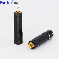 4pcs high quality gold plated rca plug lock collect solder av connector hifi connector for diy cable diameter