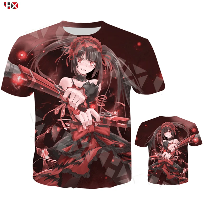 

2021 Summer Hot Sale Anime Date A Live 3D Print T-shirt Fashion Short Sleeve T Shirts Men Women New Casual Streetwear Tops