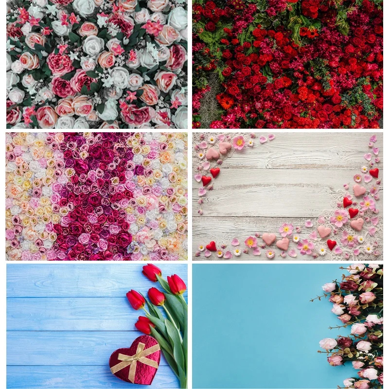 

SHUOZHIKE Art Fabric Valentine's Day Photography Backdrops Wooden Flower Party Backgrounds Birthday Decor Photo Backdrop QMH-01