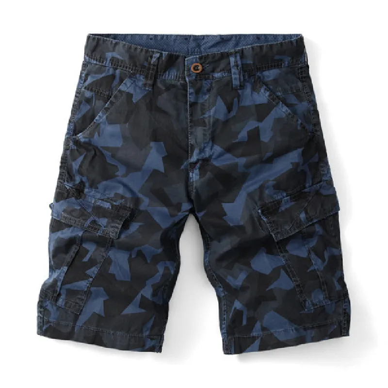 

2021 summer foreign trade new cargo shorts men's casual camo pants fashion loose multi-pocket quarter pants