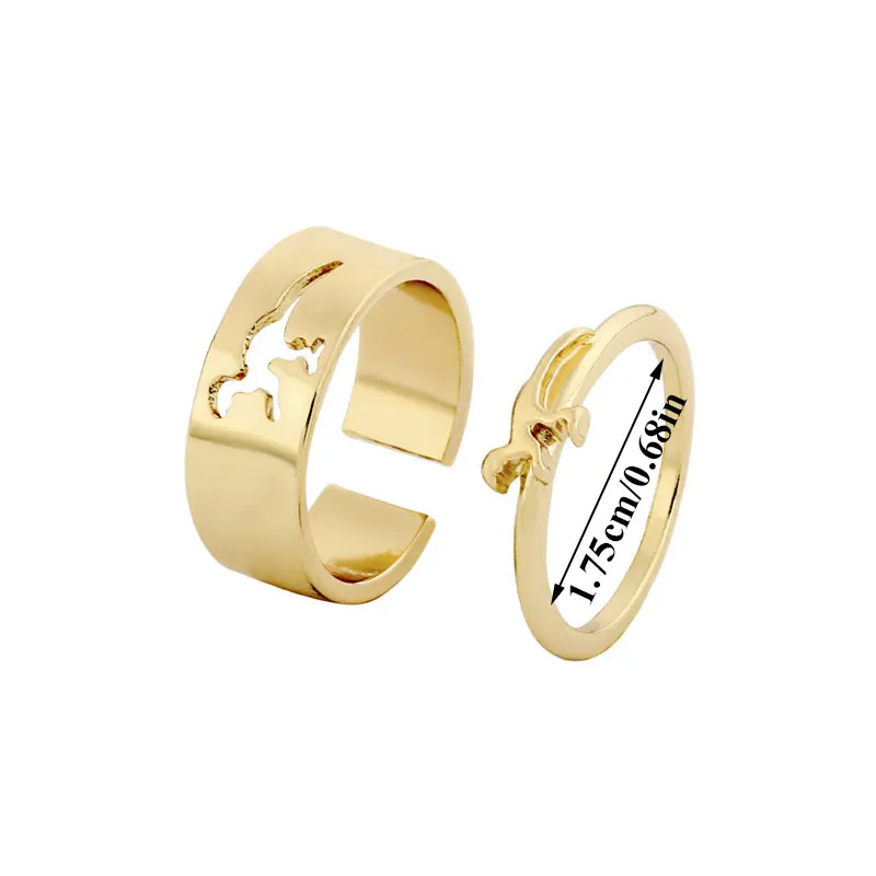 

2-piece Cute Little Dinosaur Couples Thin Ring Wide Ring Fashion Simple Engagement Jewelry Statement Women Sweetheart Gift