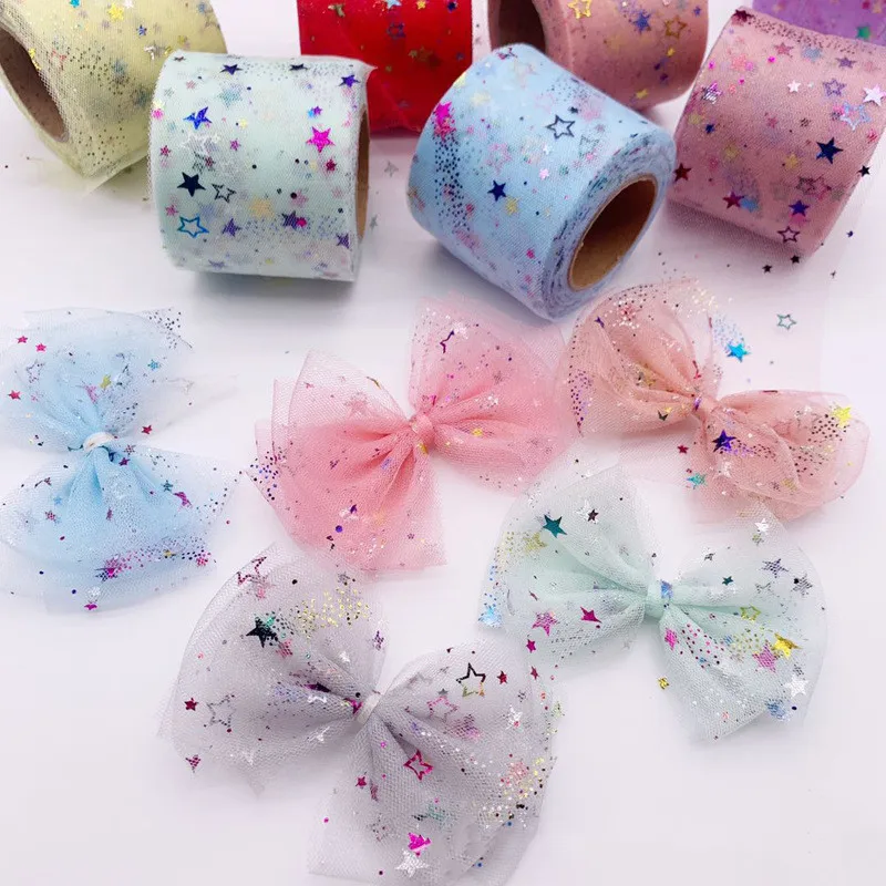 

60 Mm(25 Yards/batch) Bling Rainbow Sequined Chiffon Organza Ribbon DIY Handmade Materials Wedding Party Gift Packaging Supplies