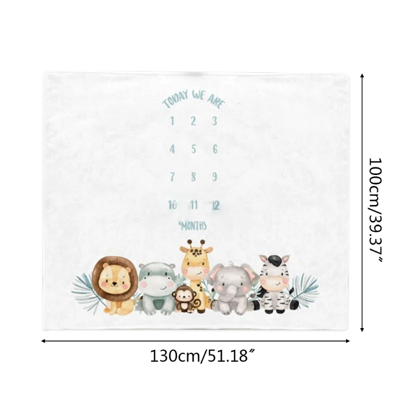 

N7ME Twin Baby Monthly Record Growth Milestone Blanket Newborn Soft Swaddle Wrap Photography Props Creative Background Cloth