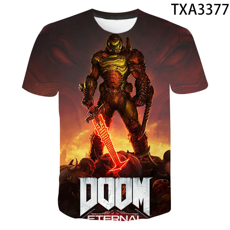 

Летние футболки с 3D принтом Doom, повседневные мужские, женские, детские, с коротким рукавом, уличная одежда для мальчиков и девочек, крутые то...