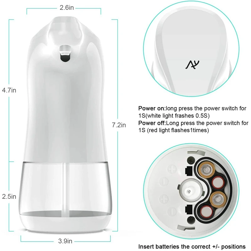 

Automatic Foaming Soap Dispenser 11.3Oz/320Ml Touchless High Capacity Infrared Motion Sensor Soap Dispenser for Home