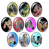 new wild animal zebra colorful oval 10pcs 13x18mm18x25mm30x40mm mixed photo glass cabochon demo flat back jewelry findings