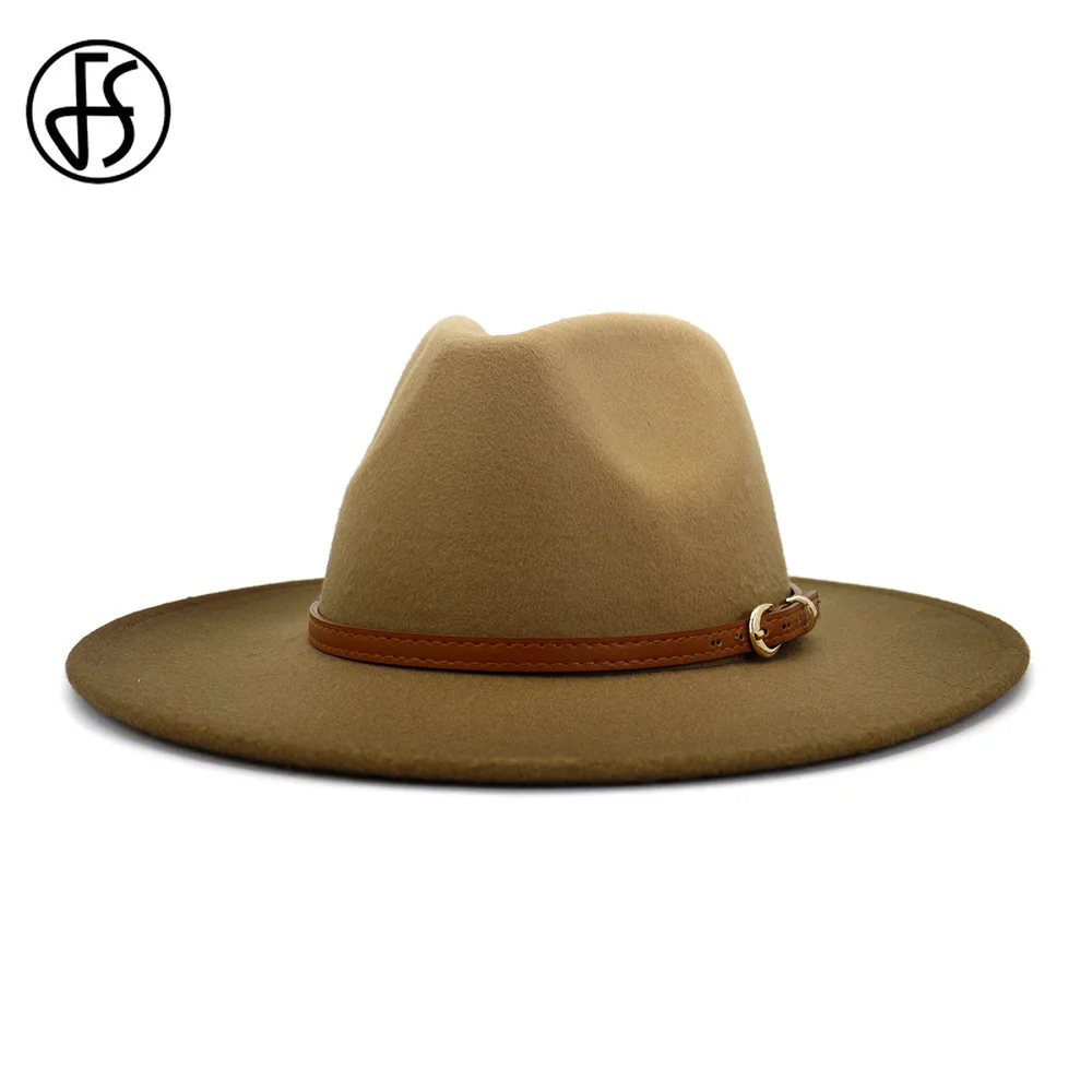 Женская и Мужская шерстяная шляпа FS винтажная с широкими полями из фетра