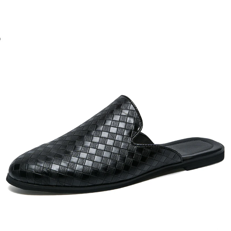 

Туфли мужские из ПУ кожи, модные, полулоферы, плетеные, сланцы, дышащие мюли, летние Тапочки