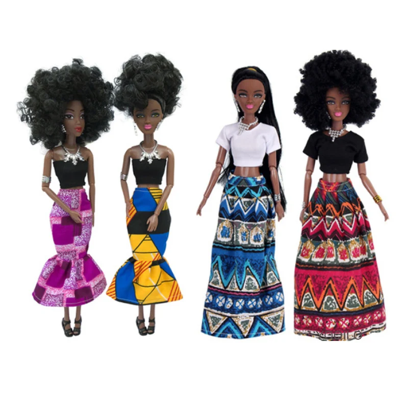 

Kids Gift 30CM African Black Doll Moveable Joint Body Doll Toys For Girls