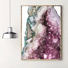 Абстрактная Картина на холсте с розовым аметистом, постер с драгоценным камнем, жеодом, Агатом, Настенная картина с кристаллами, украшение для офиса, дома, комнаты