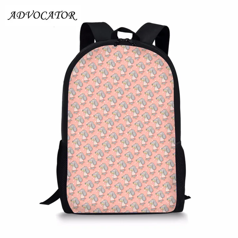 Teenagers School Bags Boys and Girls Cartoon Dachshund Printing School Backpack Daypack Rucksack Kids Mochilas Escolares Plecak