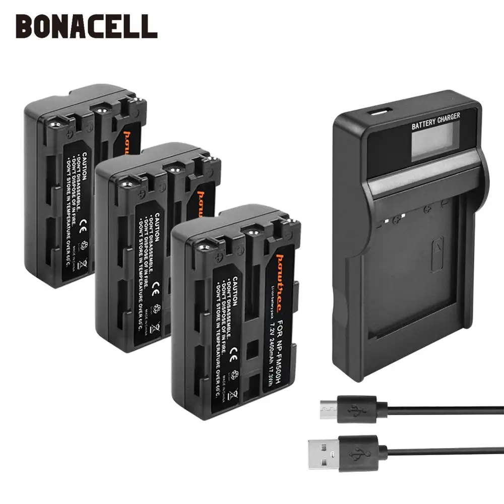 Bonacell 2400 мА/ч, NP-FM500H NP FM500H NPFM500H Камера Батарея+ ЖК-дисплей Зарядное устройство для sony A57 A58 A65 A77 A99 A550 A560 A580 Батарея L50