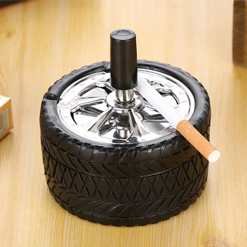 

Автомобильная пепельница в форме пресс шины, с крышкой, ветрозащитная, вращающаяся, негорючая, пепельница для автомобильных аксессуаров, де...