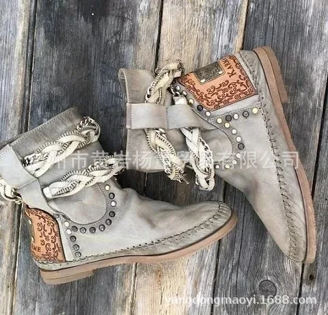 Классические Модные женские осенние ботильоны винтажные полусапожки с круглым