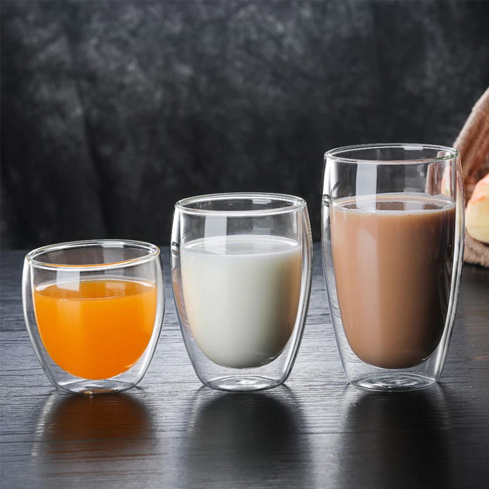 Креативная двухслойная стеклянная чашка в форме яйца утолщенная для кофе