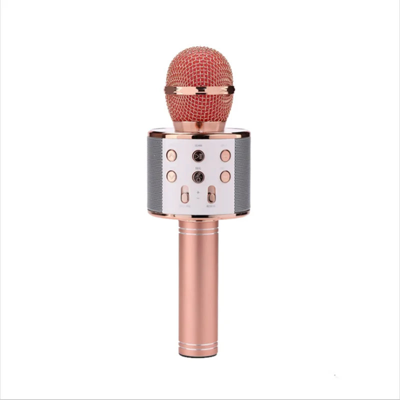 English pink IMice WS858 профессиональный Bluetooth беспроводной микрофон динамик ручной караоке микрофон музыкальный плеер для вокала, с рекордером KTV Mic - Цвет: English pink