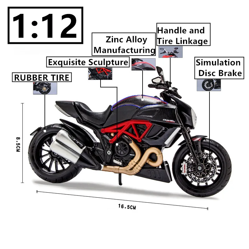 Оригинальная Авторизованная модель мотоцикла Maisto 1:12 Ducati the Great Devil коллекционная