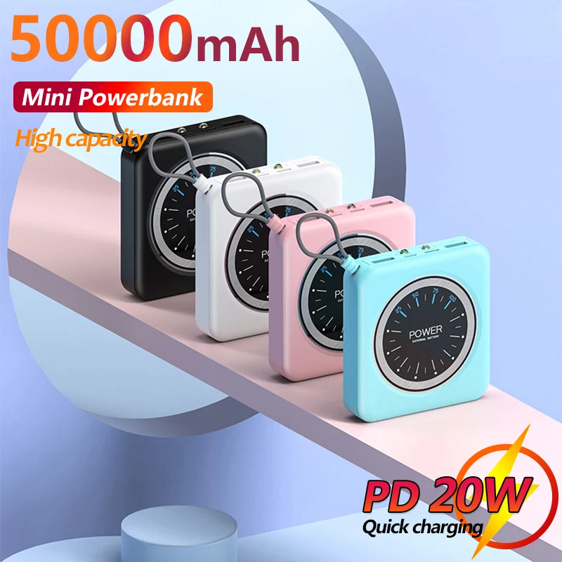 

Mini 50000mAh Jane Pocket Power Bank Two-way Fast Charging Portable Charger Simple Style External Battery Charger for IPhone