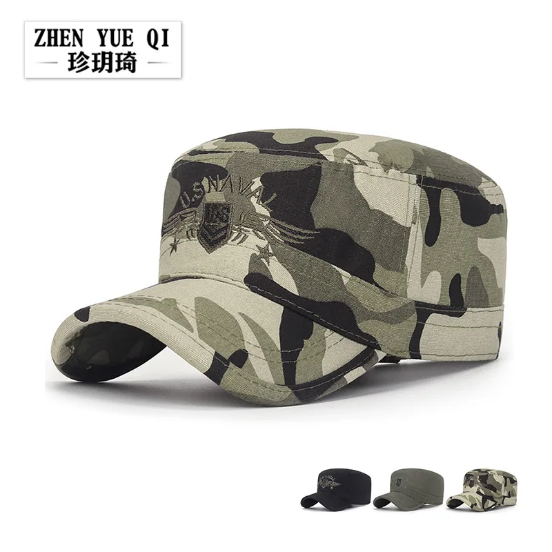 

Хлопковая камуфляжная мужская шапка в стиле милитари, Весенняя плоская шляпа для защиты от солнца, Повседневная шапка для бега