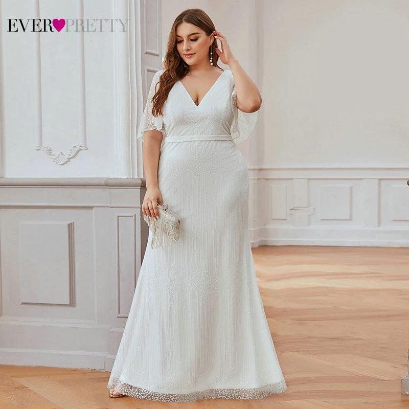 Вечерние платья размера плюс Ever Pretty Русалка с блестками и глубоким v образным