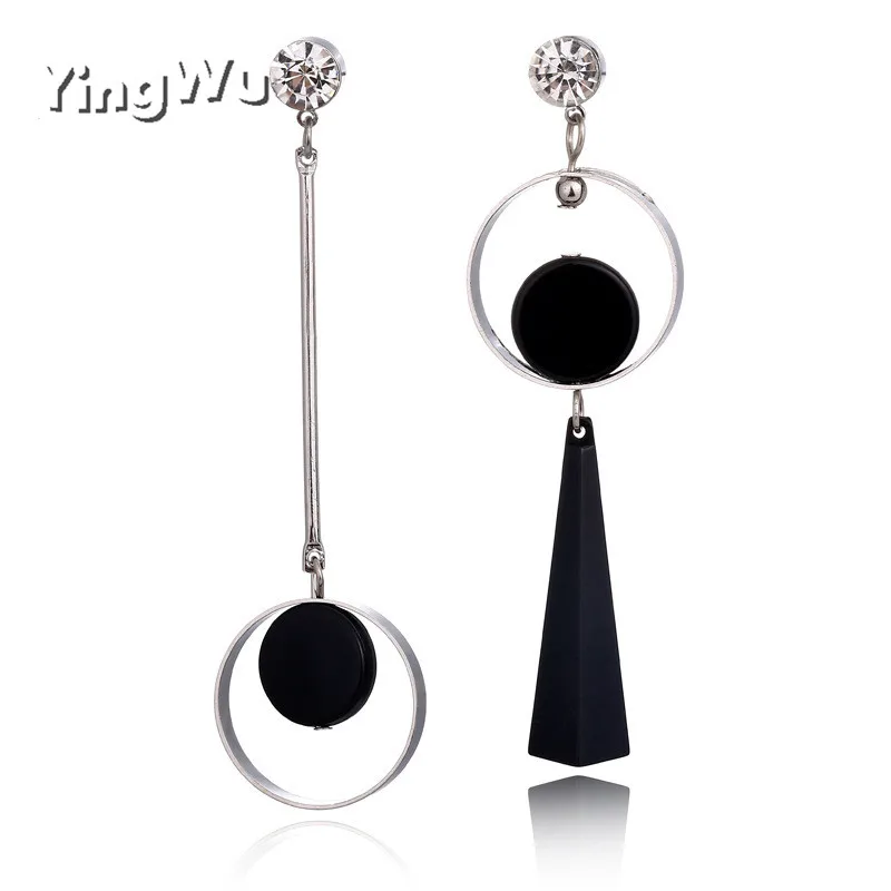 

Yingwu Wholesale 30pairs Lot Korea Asymmetry Black Color Metal Geometric Geometric Drop Dangle Earrings for Women Girl