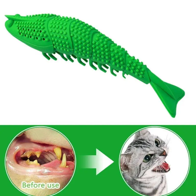ПЭТ Зеленый креветок Форма кошачья мята силиконовый Зубная щётка кошка укус для