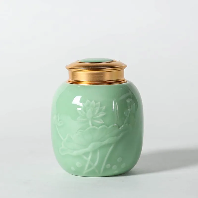 Чайные кадки Longquan Celadon с узором лотоса герметичные банки аксессуары для чайного