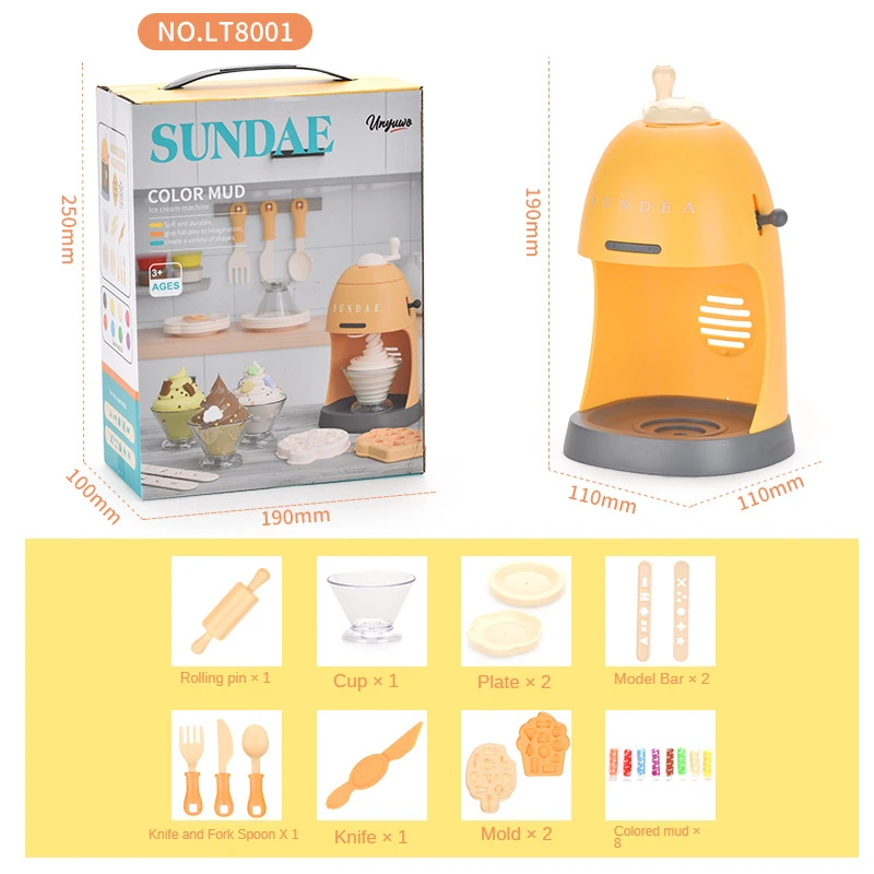 

Manual Color Mud Gel Plasticine 4 Shape Ice Cream Machine High Imitation Mold Tool For 3+ Children DIY Pretend Play Set