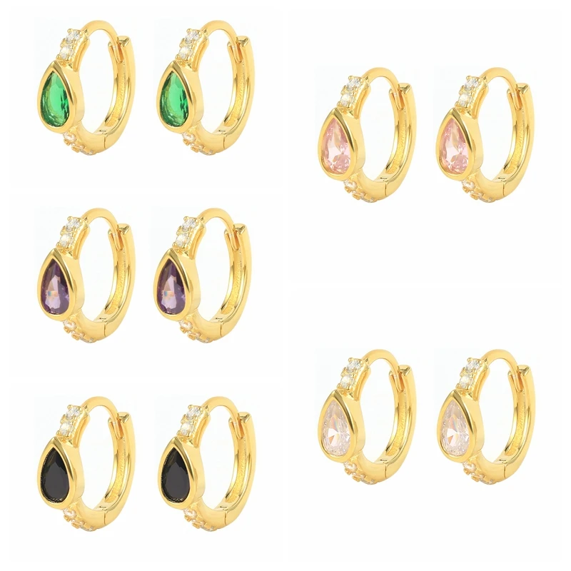 

Viny Black Zircon Water Drop Zircon Oil Drop Enamel Earrings For Women 925 Sterling Silver Earrings Hoops Pendientes Jewelry