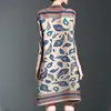 Women Dress Retro Pleated Dress 2023 Autumn New High Neck Print Middle-aged Mother Loose  MM Women's Clothing 5