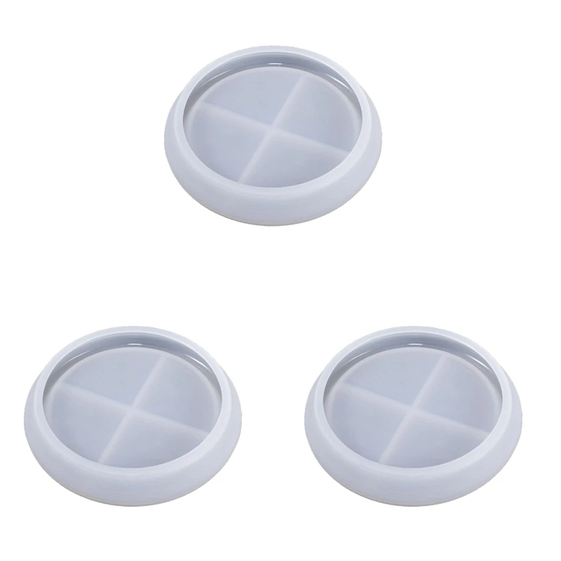 

3Pcs Round Saucer Coaster Glue Round Silicone Diy Crystal Glue Mould