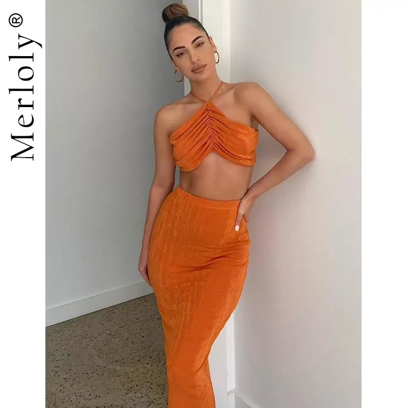 

Юбка-миди летняя с рюшами и лямкой на шее