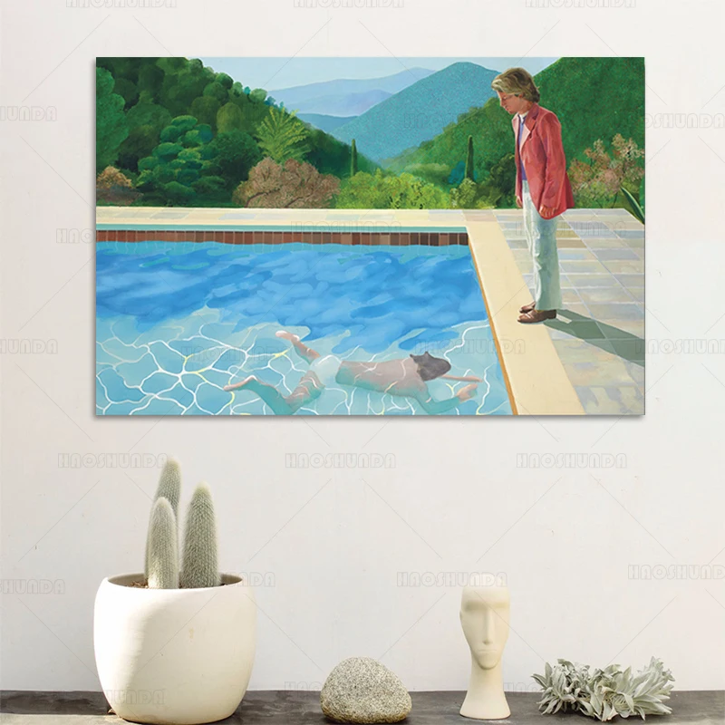 

David Hockney Pool с двумя фигурами Картина на холсте плакаты принты квадратные картины на стену для гостиной домашний декор