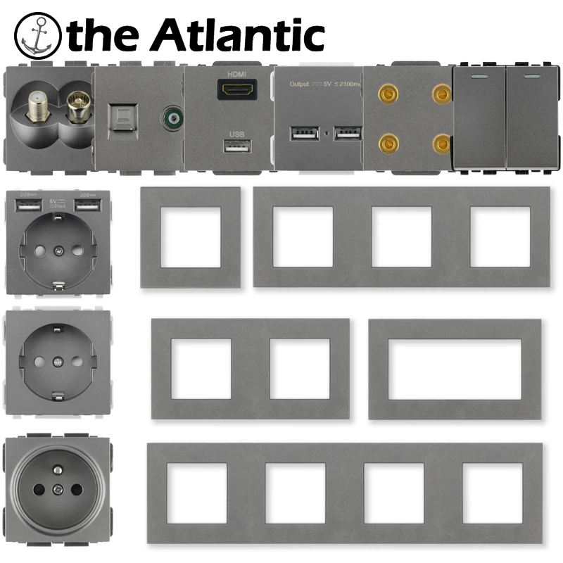Серия S-настенный Френч выключатель освещения стандарта ЕС типа C RJ45 HDMI модульная