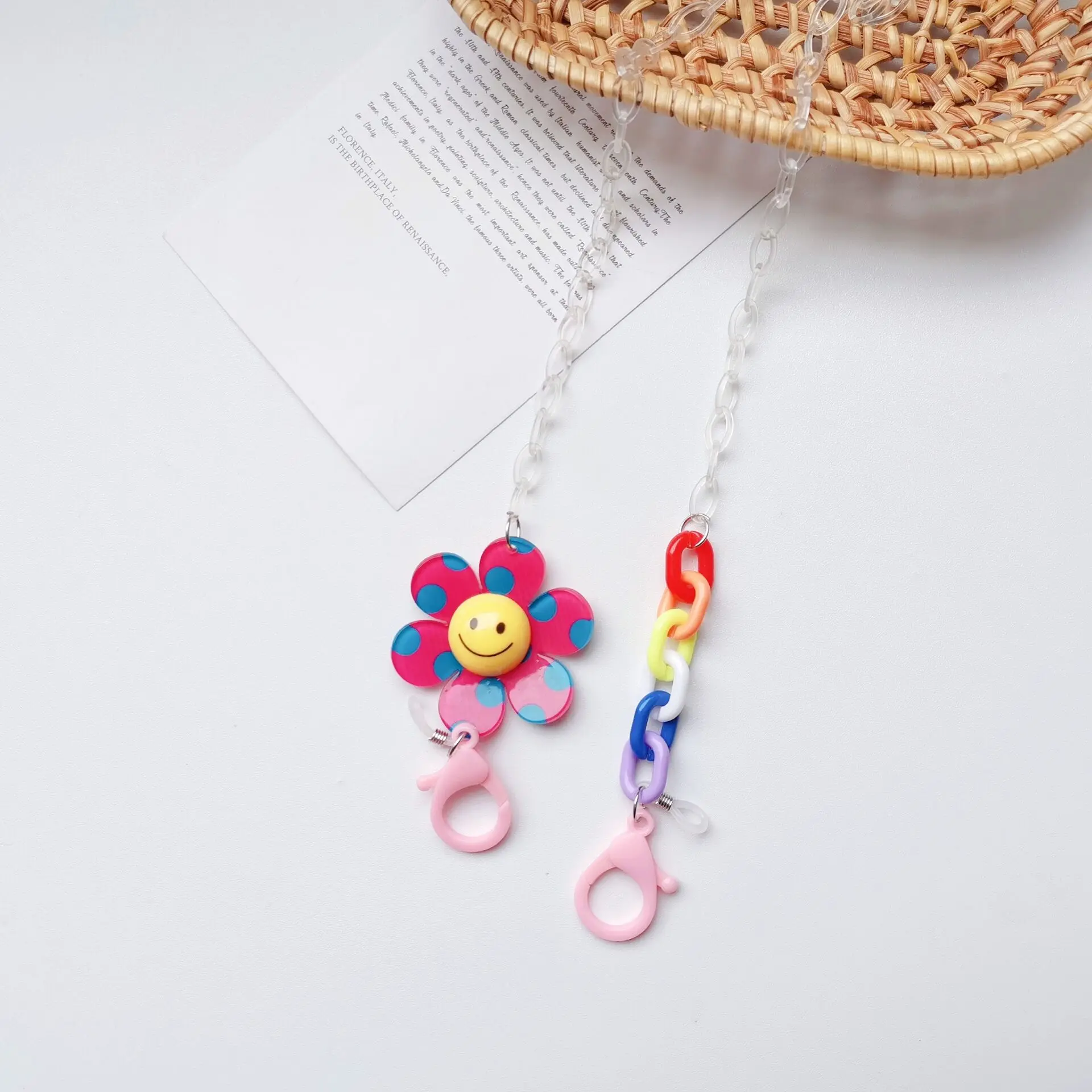 

Цепочка для солнцезащитных очков с цветными бусинами и цветами