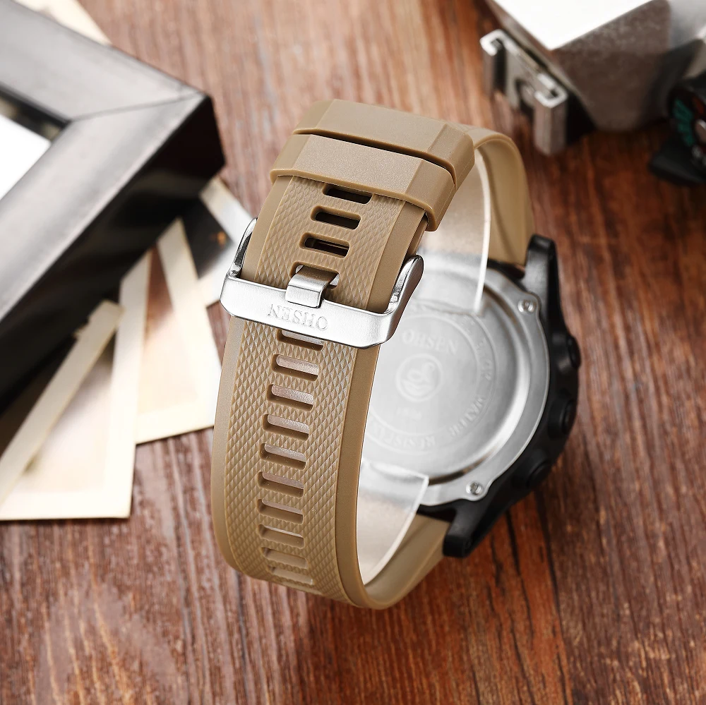 2019 Ohsen цифровой бренд lcd красные мужские часы для мальчиков reloj hombre 50M Dive хаки
