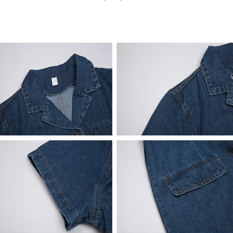 

2021 Summer Dress Women Mini Straight Elegant Denim Korean Style Short Sleeve Lape Vintage l Single-Breasted Female Clothing