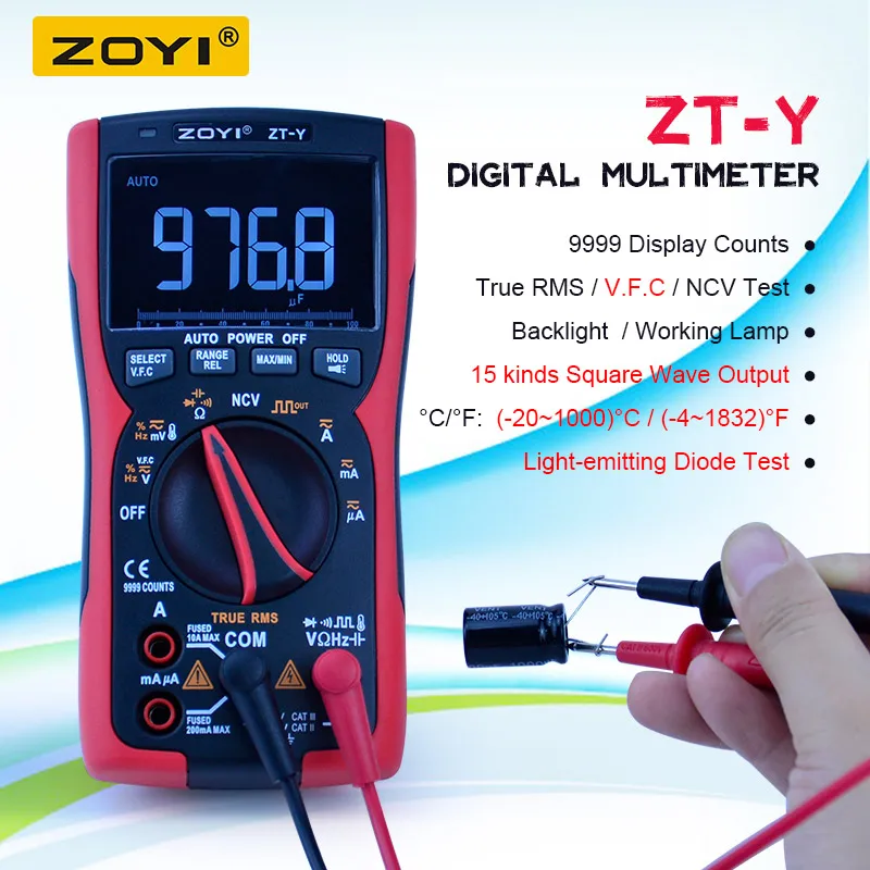 Цифровой мультиметр ZOYI ZT-Y 9999 профессиональный Аналоговый тестер True RMS DIY