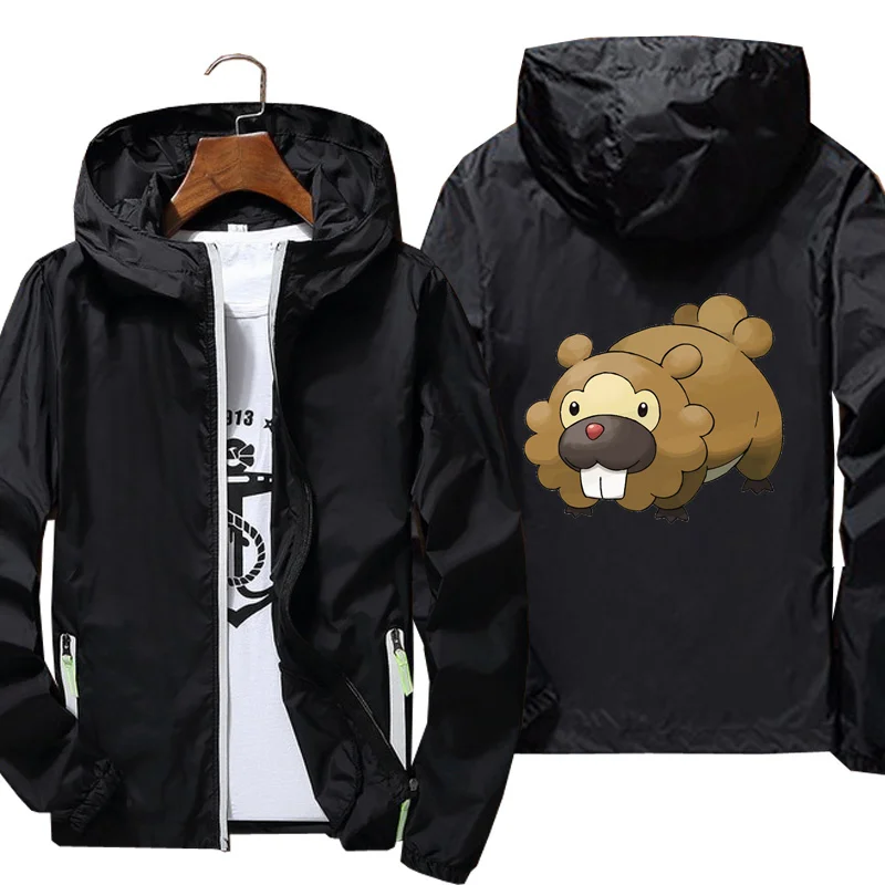 

2021 Men's windbreaker bidoof printing indbreak jacket Reflective Skin Sun Spring Autumn parkas