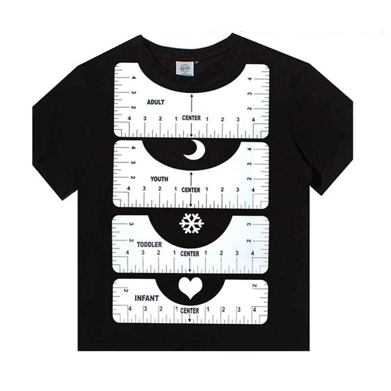 

4Pcs/Set Ruler For Round Neck T-shirt Alignment Ruler Measured Measure Clothes Office For School Supplies Accessories