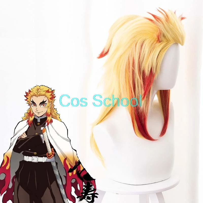 Cos School Tsuyuri Kanawo Rengoku Kyoujurou Kanroji Mitsuri Iguro Obanai парики Demon Slayer Kimetsu no Yaiba аксессуары