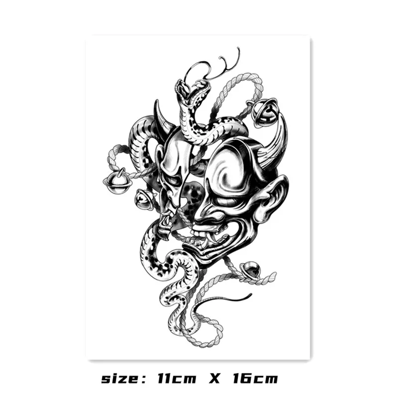 Водостойкая временная татуировка-наклейка в японском стиле черная маска-банно