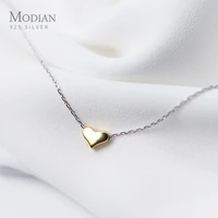 modian gold color heart simple tiny fashion chain pendant necklaces classic girls 925 sterling silver jewelry for women gift