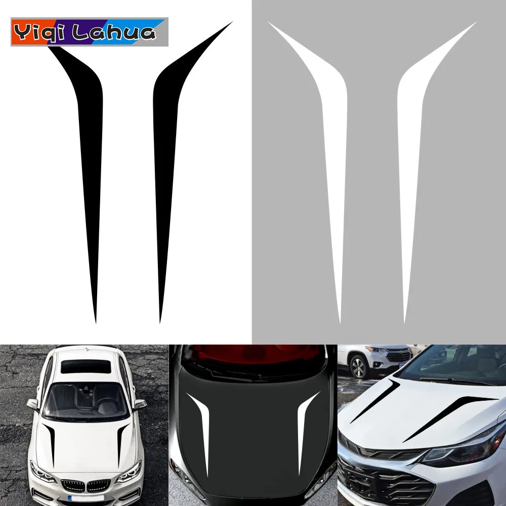 

2pcs 100cmx26cm Hood Cover Car Stickers Auto Vinyl Film Long Stripe Decals DIY Car Sport Styling Stickers Car Tuning Accessories